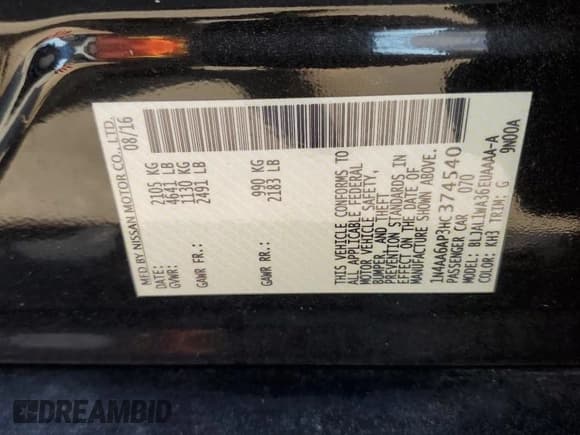 ✅ 2017 Nissan Maxima SR • VIN: 1N4AA6AP3HC374540 • Лот: 81875435. Опубликован ранее на Copart с пробегом Не указан. Бесплатный доступ к архиву аукционных продаж из США и подробный отчёт об истории автомобиля на DreamBid. Изображение 12.