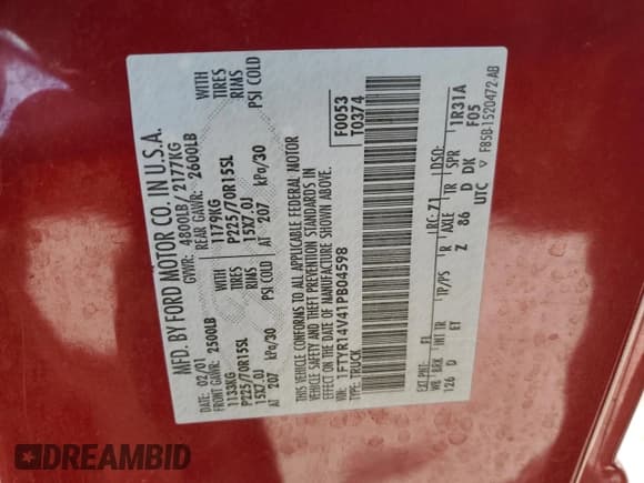 ✅ 2001 Ford Ranger XL • VIN: 1FTYR14V41PB04598 • Лот: 89710595. Опубликован ранее на Copart с пробегом 184 022 миль. Бесплатный доступ к архиву аукционных продаж из США и подробный отчёт об истории автомобиля на DreamBid. Изображение 12.