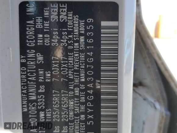 ✅ 2018 Kia Sorento LX • VIN: 5XYPG4A30JG416359 • Lot: 85175365. Listed on Copart with 84,346 mi. Free auction sales archive from the USA and detailed vehicle history report at DreamBid. Image 14.