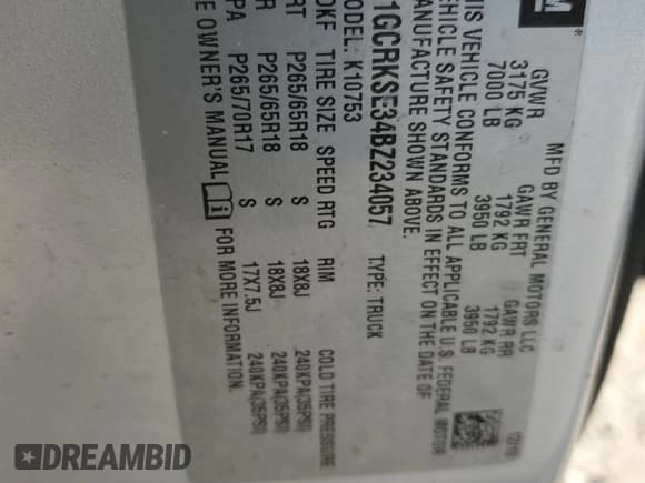 ✅ 2011 Chevrolet Silverado 1500 LT • VIN: 1GCRKSE34BZ234057 • Лот: 89795705. Опубликован ранее на Copart с пробегом 156 400 миль. Бесплатный доступ к архиву аукционных продаж из США и подробный отчёт об истории автомобиля на DreamBid. Изображение 12.