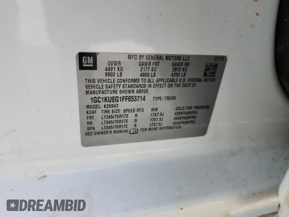 ✅ 2015 Chevrolet Silverado 2500HD Work Truck • VIN: 1GC1KUEG1FF653714 • Lot: 85347425. Listed on Copart with 247,292 mi. Free auction sales archive from the USA and detailed vehicle history report at DreamBid. Image 12.