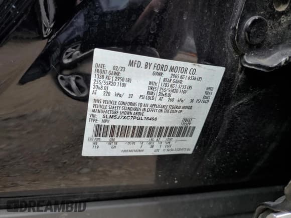 ✅ 2023 Lincoln Aviator Reserve • VIN: 5LM5J7XC7PGL16498 • Lot: 83796475. Listed on Copart with 31,606 mi. Free auction sales archive from the USA and detailed vehicle history report at DreamBid. Image 13.