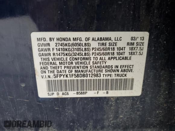 ✅ 2013 Honda Ridgeline RTL • VIN: 5FPYK1F58DB012983 • Lot: 93144425. Wystawiony na Copart z przebiegiem 130 919 mil. Bezpłatny archiwum sprzedaży aukcyjnych z USA i szczegółowy raport historii pojazdu na DreamBid. Zdjęcie 13.