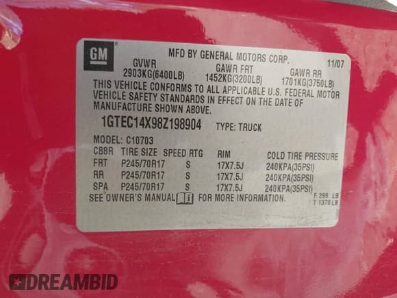 ✅ 2008 GMC Sierra 1500 Work Truck • VIN: 1GTEC14X98Z198904 • Лот: 43631029. Опубликован ранее на IAAI с пробегом 166 324 миль. Бесплатный доступ к архиву аукционных продаж из США и подробный отчёт об истории автомобиля на DreamBid. Изображение 9.