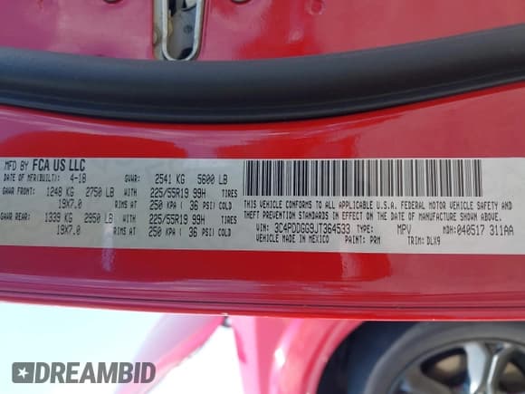 ✅ 2018 Dodge Journey Crossroad • VIN: 3C4PDDGG9JT364533 • Лот: 42940879. Опубликован ранее на IAAI с пробегом 128 774 миль. Бесплатный доступ к архиву аукционных продаж из США и подробный отчёт об истории автомобиля на DreamBid. Изображение 9.