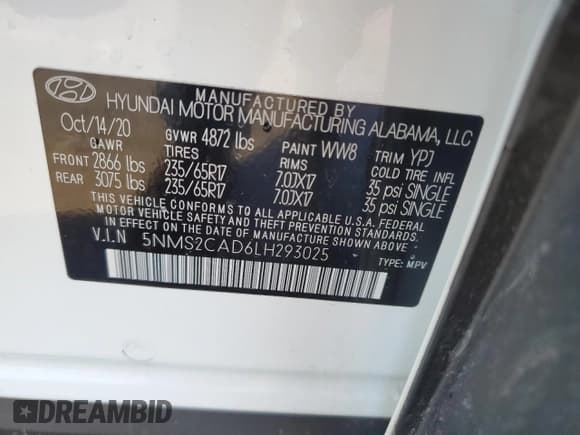 ✅ 2020 Hyundai Santa Fe SE • VIN: 5NMS2CAD6LH293025 • Лот: 72199192. Опубликован ранее на Copart с пробегом 24 059 миль. Бесплатный доступ к архиву аукционных продаж из США и подробный отчёт об истории автомобиля на DreamBid. Изображение 13.