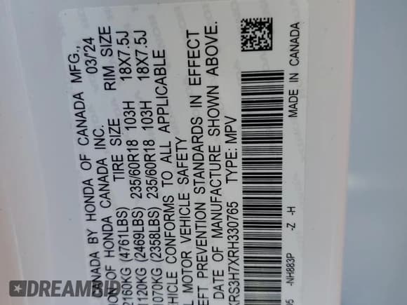 ✅ 2024 Honda CR-V EX-L • VIN: 2HKRS3H7XRH330765 • Lot: 90646295. Listed on Copart with 20,085 mi. Free auction sales archive from the USA and detailed vehicle history report at DreamBid. Image 13.