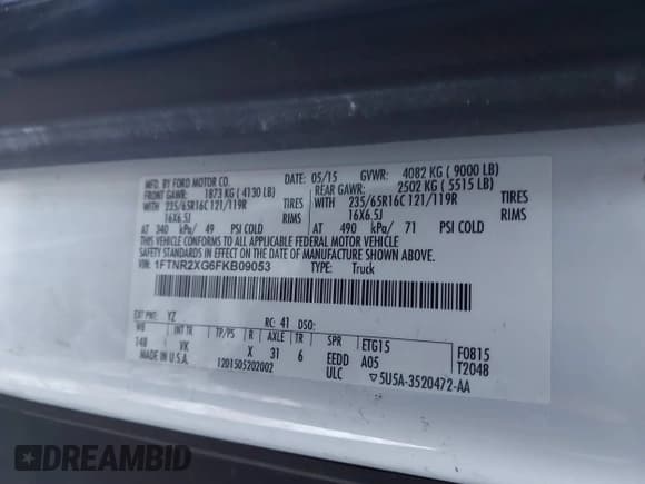 ✅ 2015 Ford Transit Cargo • VIN: 1FTNR2XG6FKB09053 • Lot: 41486394. Listed on IAAI with 175,265 mi. Free auction sales archive from the USA and detailed vehicle history report at DreamBid. Image 9.