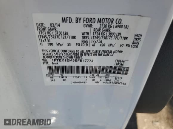 ✅ 2014 Ford F-150 XL • VIN: 1FTEX1EM3EFB17773 • Лот: 57114515. Опубликован ранее на Copart с пробегом 236 223 миль. Бесплатный доступ к архиву аукционных продаж из США и подробный отчёт об истории автомобиля на DreamBid. Изображение 12.