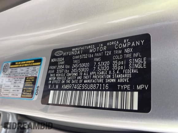 2025 Hyundai Palisade Calligraphy with VIN KM8R74GE9SU887116, listed as a IAAI auction lot 42115358 with 954 mi miles and . Bid and sale history available at DreamBid. Image 9.