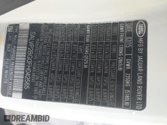 ✅ 2015 Land Rover Range Rover Evoque Pure Plus • VIN: SALVP2BG0FH042565 • Лот: 43652049. Опубликован ранее на IAAI с пробегом 90 982 миль. Бесплатный доступ к архиву аукционных продаж из США и подробный отчёт об истории автомобиля на DreamBid. Изображение 9.