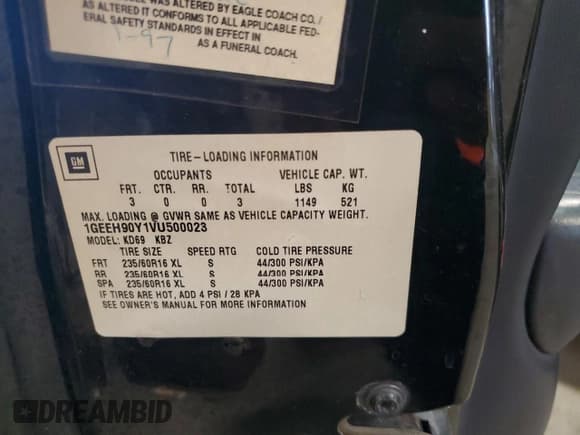 ✅ 1997 Cadillac DeVille Limousine • VIN: 1GEEH90Y1VU500023 • Lot: 78817444. Wystawiony na Copart z przebiegiem 87 977 mil. Bezpłatny archiwum sprzedaży aukcyjnych z USA i szczegółowy raport historii pojazdu na DreamBid. Zdjęcie 12.