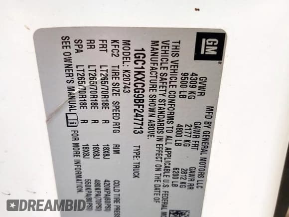 ✅ 2011 Chevrolet Silverado 2500HD LT • VIN: 1GC1KXCG9BF247713 • Lot: 65043095. Listed on Copart with Not provided. Free auction sales archive from the USA and detailed vehicle history report at DreamBid. Image 12.