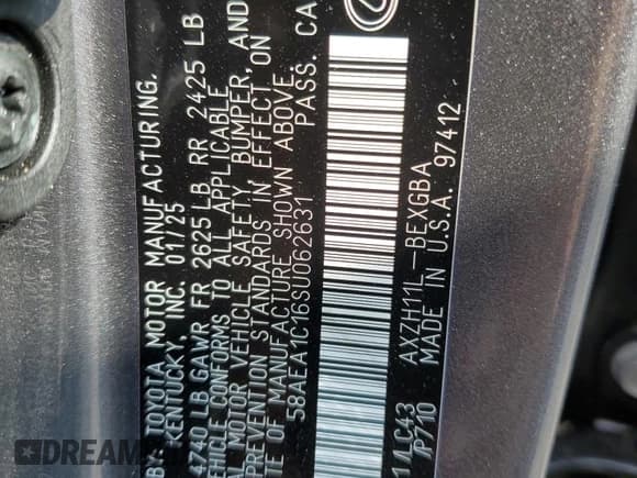 ✅ 2025 Lexus ES 300h Luxury • VIN: 58AEA1C16SU062631 • Lot: 51369055. Listed on Copart with 569 mi. Free auction sales archive from the USA and detailed vehicle history report at DreamBid. Image 14.