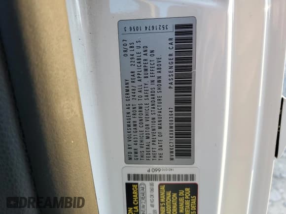 ✅ 2008 Volkswagen R32 • VIN: WVWKC71KX8W083647 • Lot: 82640254. Wystawiony na Copart z przebiegiem 116 200 mil. Bezpłatny archiwum sprzedaży aukcyjnych z USA i szczegółowy raport historii pojazdu na DreamBid. Zdjęcie 12.