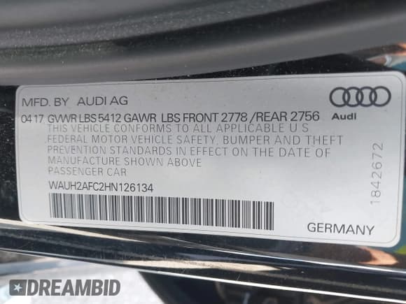 ✅ 2017 Audi A6 Prestige • VIN: WAUH2AFC2HN126134 • Лот: 42783581. Опубликован ранее на IAAI с пробегом 123 293 миль. Бесплатный доступ к архиву аукционных продаж из США и подробный отчёт об истории автомобиля на DreamBid. Изображение 9.