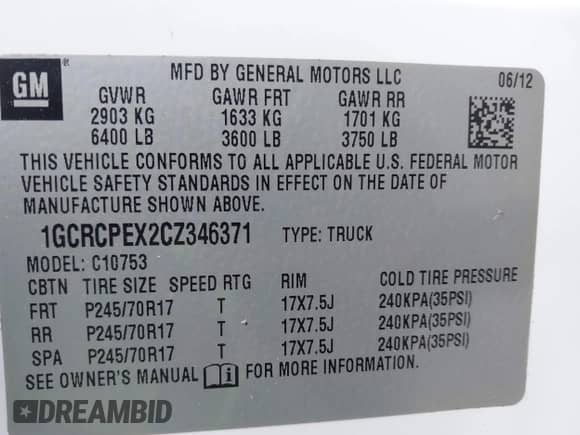 2012 Chevrolet Silverado 1500 Work Truck z VIN 1GCRCPEX2CZ346371, wystawiony jako IAAI lot #42046574 z przebiegiem 121 302 mil mil oraz . Historia ofert i sprzedaży dostępna na DreamBid. Obrazek 9.