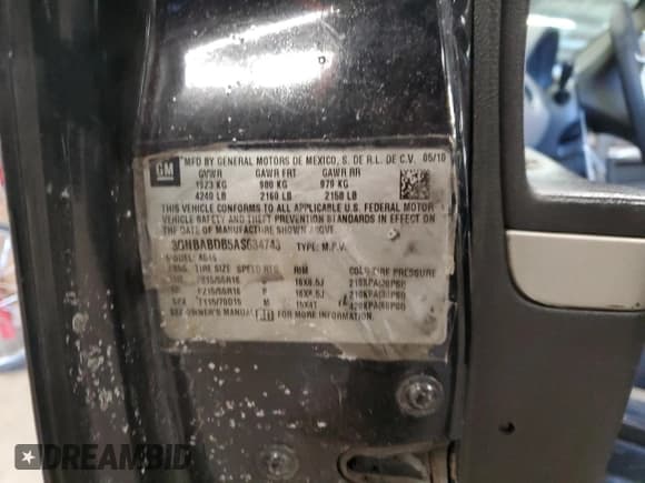 ✅ 2010 Chevrolet HHR 1LT • VIN: 3GNBABDB5AS634743 • Lot: 42990435. Listed on Copart with 182,836 mi. Free auction sales archive from the USA and detailed vehicle history report at DreamBid. Image 15.