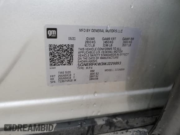 ✅ 2021 Chevrolet Traverse LS • VIN: 1GNERFKW3MJ229893 • Лот: 80007135. Опубликован ранее на Copart с пробегом 104 868 миль. Бесплатный доступ к архиву аукционных продаж из США и подробный отчёт об истории автомобиля на DreamBid. Изображение 13.