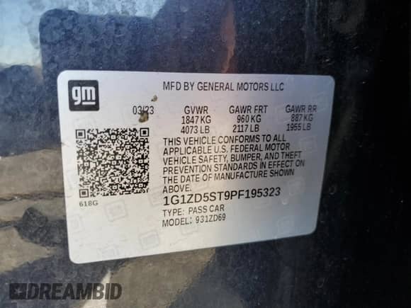 2023 Chevrolet Malibu LT with VIN 1G1ZD5ST9PF195323, listed as a Copart auction lot 89595565 with 83,071 mi miles and Clean title. Bid and sale history available at DreamBid. Image 12.