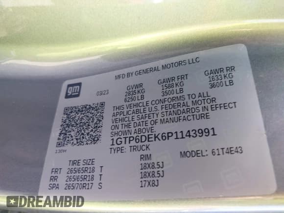 ✅ 2023 GMC Canyon 4WD AT4 • VIN: 1GTP6DEK6P1143991 • Lot: 42865413. Listed on IAAI with 49,712 mi. Free auction sales archive from the USA and detailed vehicle history report at DreamBid. Image 9.