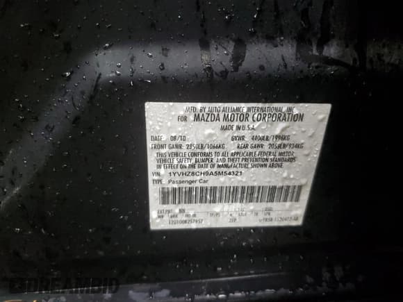 ✅ 2010 Mazda 6 i Touring • VIN: 1YVHZ8CH9A5M54321 • Lot: 93126635. Wystawiony na Copart z przebiegiem 283 657 mil. Bezpłatny archiwum sprzedaży aukcyjnych z USA i szczegółowy raport historii pojazdu na DreamBid. Zdjęcie 12.