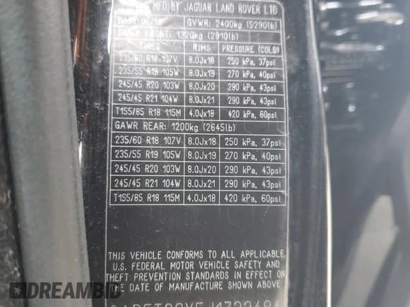 ✅ 2018 Jaguar E-Pace R-Dynamic S • VIN: SADFT2GX5J1Z32484 • Lot: 44236615. Wystawiony na Copart z przebiegiem 49 029 mil. Bezpłatny archiwum sprzedaży aukcyjnych z USA i szczegółowy raport historii pojazdu na DreamBid. Zdjęcie 12.