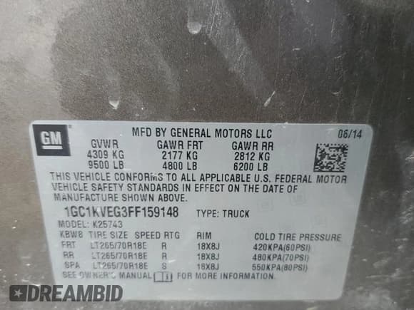 ✅ 2015 Chevrolet Silverado 2500HD LT • VIN: 1GC1KVEG3FF159148 • Lot: 69196335. Listed on Copart with 235,091 mi. Free auction sales archive from the USA and detailed vehicle history report at DreamBid. Image 13.