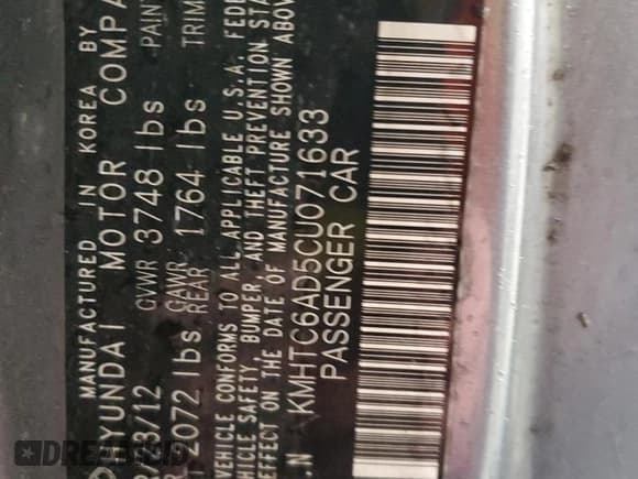 ✅ 2012 Hyundai Veloster w/Black Int • VIN: KMHTC6AD5CU071633 • Lot: 87031384. Wystawiony na Copart z przebiegiem 130 774 mil. Bezpłatny archiwum sprzedaży aukcyjnych z USA i szczegółowy raport historii pojazdu na DreamBid. Zdjęcie 13.