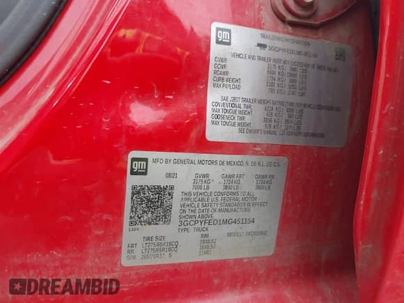 2021 Chevrolet Silverado 1500 LT Trail Boss z VIN 3GCPYFED1MG451154, wystawiony jako IAAI lot #43289477 z przebiegiem 87 234 mil mil oraz . Historia ofert i sprzedaży dostępna na DreamBid. Obrazek 9.