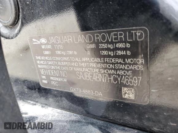 ✅ 2017 Jaguar XF 20d Prestige • VIN: SAJBE4BN7HCY46597 • Лот: 74809264. Опубликован ранее на Copart с пробегом 89 817 миль. Бесплатный доступ к архиву аукционных продаж из США и подробный отчёт об истории автомобиля на DreamBid. Изображение 14.