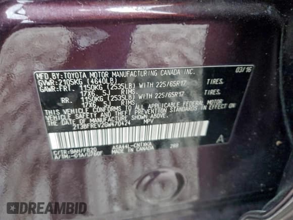 ✅ 2016 Toyota RAV4 LE • VIN: 2T3BFREV2GW470424 • Lot: 93273475. Wystawiony na Copart z przebiegiem 64 980 mil. Bezpłatny archiwum sprzedaży aukcyjnych z USA i szczegółowy raport historii pojazdu na DreamBid. Zdjęcie 14.