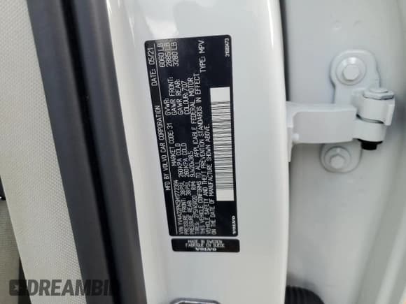 ✅ 2021 Volvo XC90 Momentum • VIN: YV4A22PK5M1772394 • Lot: 69274255. Listed on Copart with 101,063 mi. Free auction sales archive from the USA and detailed vehicle history report at DreamBid. Image 13.