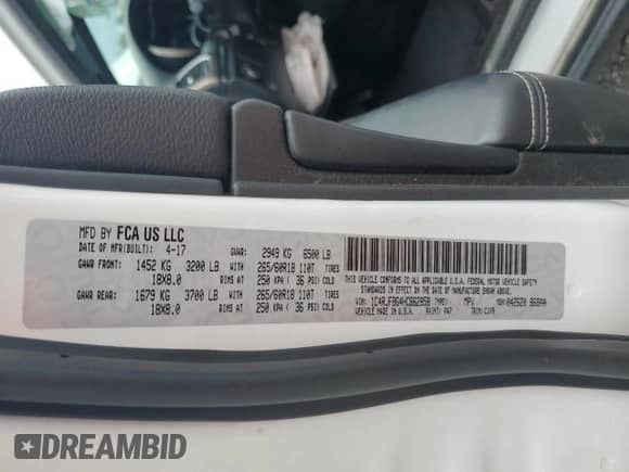 2017 Jeep Grand Cherokee Limited with VIN 1C4RJFBG4HC862858, listed as a Copart auction lot 82349945 with 83,721 mi miles and Salvage title. Bid and sale history available at DreamBid. Image 13.