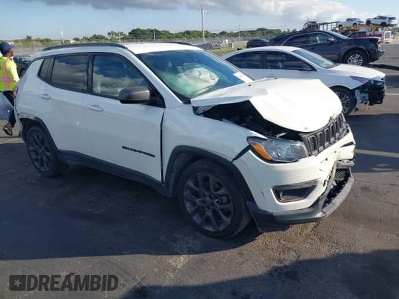 ✅ 2021 Jeep Compass 80th Anniversary • VIN: 3C4NJCEB8MT593551 • Lot: 43615950. Listed on IAAI with 63,682 mi. Free auction sales archive from the USA and detailed vehicle history report at DreamBid. Image 1.