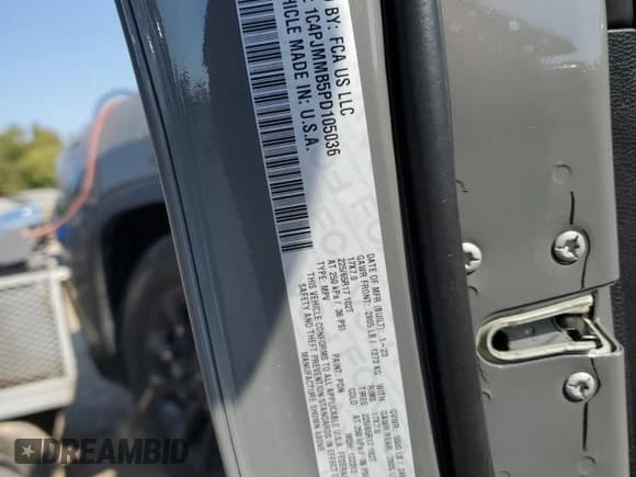 ✅ 2023 Jeep Cherokee Altitude Lux • VIN: 1C4PJMMB5PD105036 • Lot: 85085565. Listed on Copart with 34,594 mi. Free auction sales archive from the USA and detailed vehicle history report at DreamBid. Image 13.