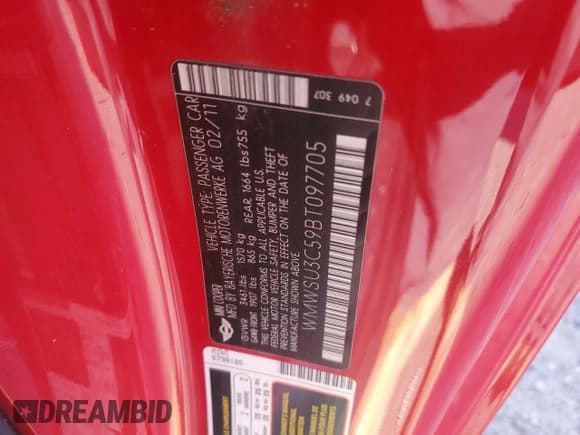 ✅ 2011 MINI Hardtop • VIN: WMWSU3C59BT097705 • Лот: 92198835. Опубликован ранее на Copart с пробегом 85 080 миль. Бесплатный доступ к архиву аукционных продаж из США и подробный отчёт об истории автомобиля на DreamBid. Изображение 12.