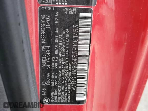 2003 BMW 3 Series M3 с VIN WBSBR93433PK01753, выставлен на аукционе Copart как лот 84725684 с пробегом 149 961 миль миль и Чистый • Clean title. История ставок и продаж доступна на DreamBid. Изображение 12.