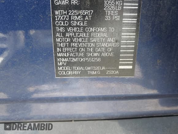 ✅ 2019 Nissan Rogue SV • VIN: KNMAT2MT0KP551258 • Лот: 41893887. Опубликован ранее на IAAI с пробегом 44 302 миль. Бесплатный доступ к архиву аукционных продаж из США и подробный отчёт об истории автомобиля на DreamBid. Изображение 9.