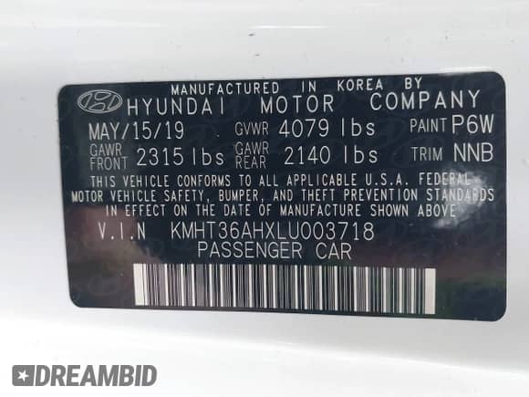 2020 Hyundai Veloster z VIN KMHT36AHXLU003718, wystawiony jako IAAI lot #42331507 z przebiegiem 82 020 mil mil oraz . Historia ofert i sprzedaży dostępna na DreamBid. Obrazek 9.