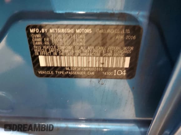 ✅ 2017 Mitsubishi Mirage ES • VIN: ML32F3FJXHH002816 • Лот: 90233645. Опубликован ранее на Copart с пробегом 92 929 миль. Бесплатный доступ к архиву аукционных продаж из США и подробный отчёт об истории автомобиля на DreamBid. Изображение 12.