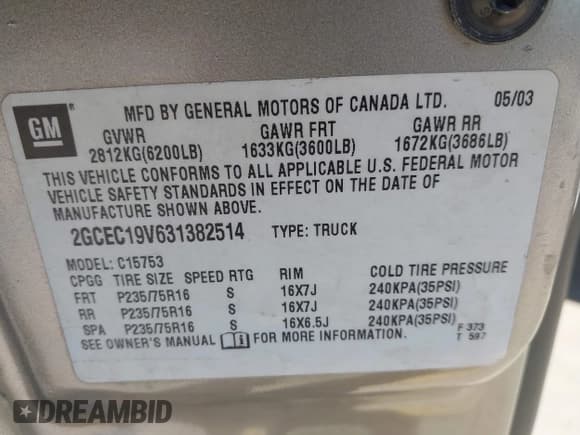 ✅ 2003 Chevrolet Silverado 1500 LS • VIN: 2GCEC19V631382514 • Lot: 43610152. Listed on IAAI with 154,838 mi. Free auction sales archive from the USA and detailed vehicle history report at DreamBid. Image 9.