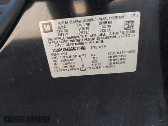 ✅ 2016 Chevrolet Equinox LT • VIN: 2GNALCEK8G6276409 • Lot: 43483937. Listed on IAAI with 82,034 mi. Free auction sales archive from the USA and detailed vehicle history report at DreamBid. Image 9.