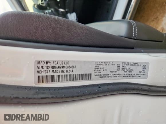 ✅ 2021 Dodge Durango SXT • VIN: 1C4RDHAG9MC884367 • Lot: 69874385. Wystawiony na Copart z przebiegiem 44 782 mil. Bezpłatny archiwum sprzedaży aukcyjnych z USA i szczegółowy raport historii pojazdu na DreamBid. Zdjęcie 13.