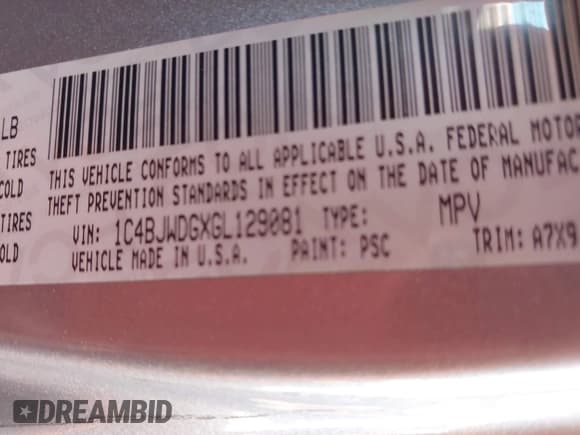 ✅ 2016 Jeep Wrangler Unlimited Sport • VIN: 1C4BJWDGXGL129081 • Lot: 43567358. Listed on IAAI with 120,099 mi. Free auction sales archive from the USA and detailed vehicle history report at DreamBid. Image 9.