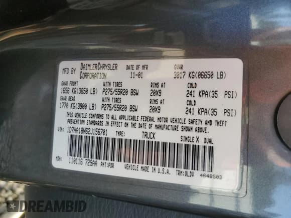 ✅ 2002 Dodge 1500 • VIN: 1D7HA18N62J156701 • Лот: 62337644. Опубликован ранее на Copart с пробегом 186 230 миль. Бесплатный доступ к архиву аукционных продаж из США и подробный отчёт об истории автомобиля на DreamBid. Изображение 14.