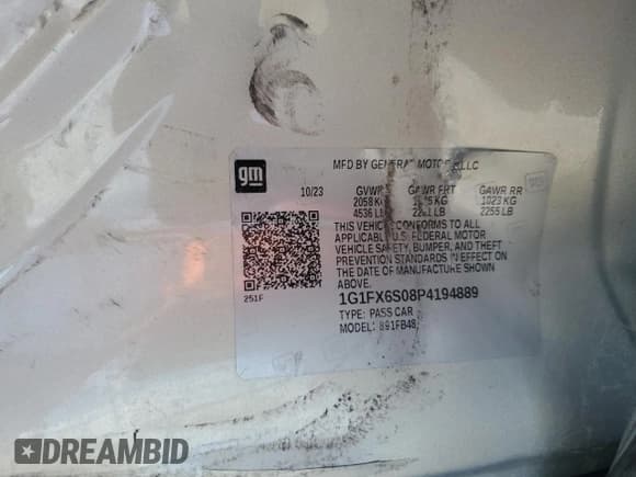 ✅ 2023 Chevrolet Bolt EV 2LT • VIN: 1G1FX6S08P4194889 • Lot: 46679495. Wystawiony na Copart z przebiegiem 38 030 mil. Bezpłatny archiwum sprzedaży aukcyjnych z USA i szczegółowy raport historii pojazdu na DreamBid. Zdjęcie 13.