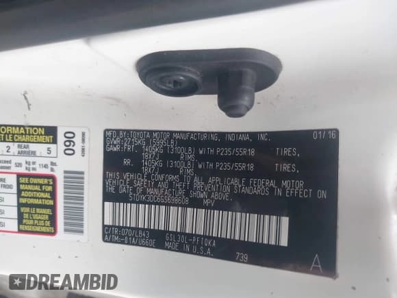 ✅ 2016 Toyota Sienna XLE • VIN: 5TDYK3DC6GS698608 • Lot: 43779404. Listed on IAAI with 363,305 mi. Free auction sales archive from the USA and detailed vehicle history report at DreamBid. Image 9.