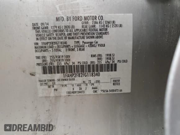✅ 2015 Ford Taurus Limited • VIN: 1FAHP2F82FG118340 • Lot: 86515325. Wystawiony na Copart z przebiegiem 129 449 mil. Bezpłatny archiwum sprzedaży aukcyjnych z USA i szczegółowy raport historii pojazdu na DreamBid. Zdjęcie 13.