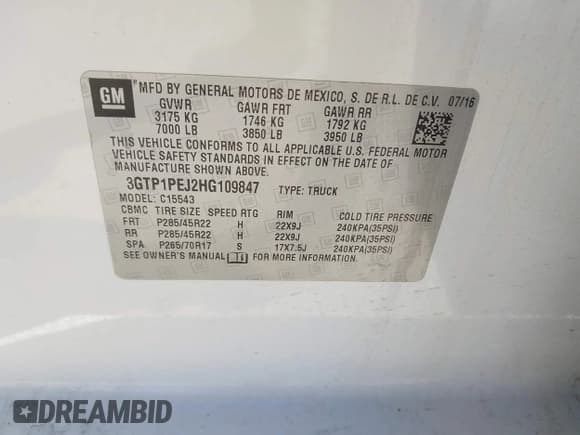 ✅ 2017 GMC Sierra 1500 Denali • VIN: 3GTP1PEJ2HG109847 • Lot: 43568596. Listed on IAAI with Not provided. Free auction sales archive from the USA and detailed vehicle history report at DreamBid. Image 9.